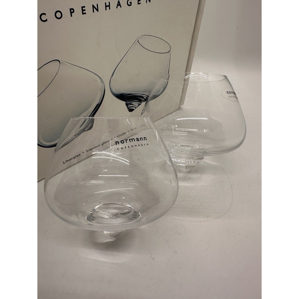 Normann Copenhagen Rocking Liqueur Cognac Whiskey Glasses Rikke Hagen Set 2 NIB - Picture 2 of 5